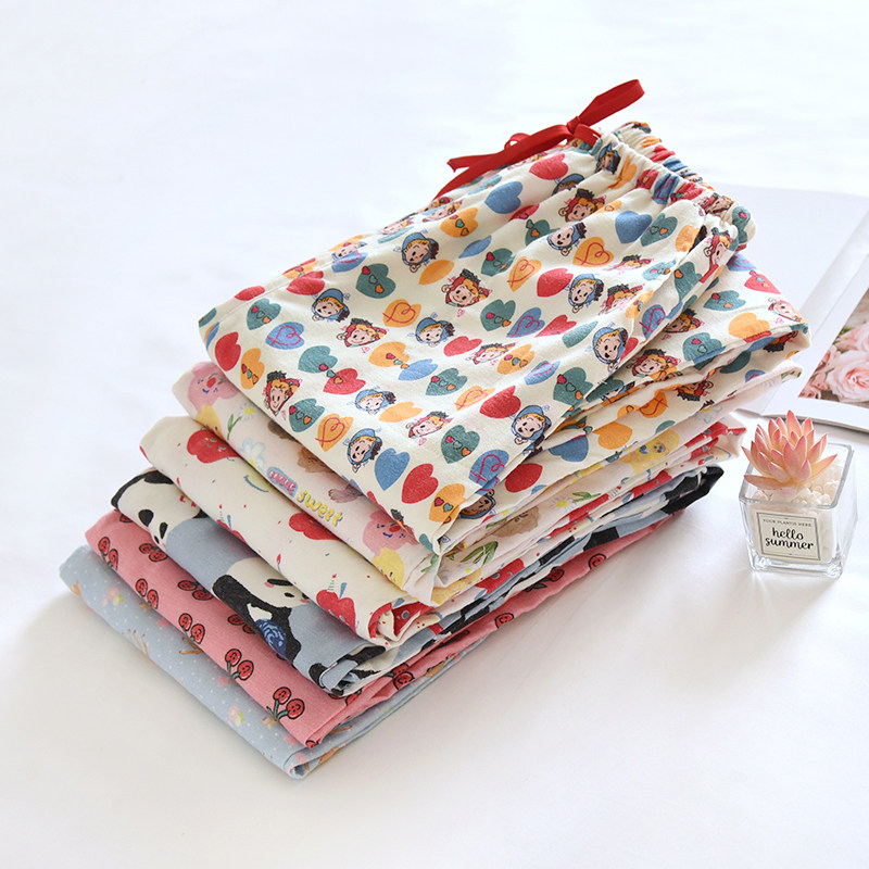 纯棉棉毛女士全棉阔腿睡裤家居裤