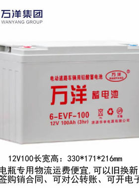 万洋蓄电池6-EVF-75 EVF-100 3-EVF-220天能环卫车8v12v 6v108ah