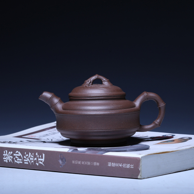 宜兴紫砂壶紫砂茶具 紫砂一厂纯手工厂壶老壶 双线竹鼓壶150cc