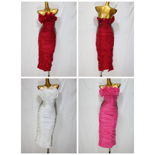 气质修身 N花朵裹胸礼服性感显瘦连衣裙41期 时尚 飞成家女装