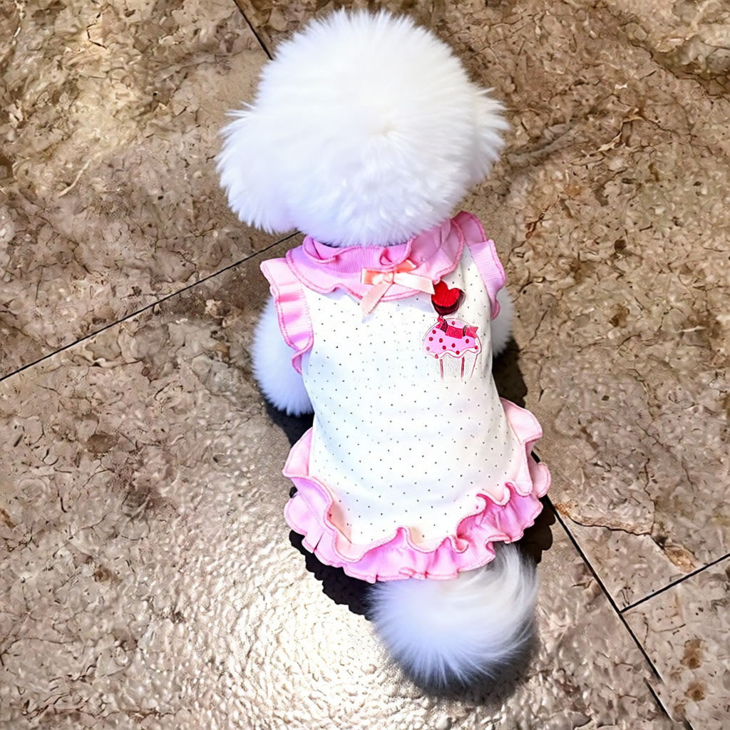 宠物狗狗衣服夏薄款公主风波点连身裙泰迪比熊博美小型幼犬背心式