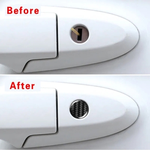 适用于汽车碳纤维外门拉手锁眼装饰贴汽车门锁钥匙孔改装装饰配件