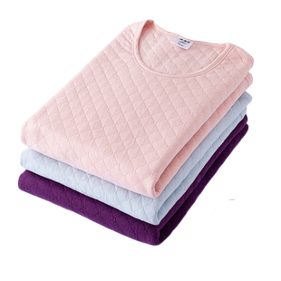 恒源祥三层夹棉秋衣秋裤女纯棉加厚保暖内衣套装打底全棉毛衫秋冬