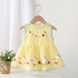 婴儿夏装女宝连衣裙无袖背心裙婴幼儿夏服女宝宝漂亮的衣服包屁裙
