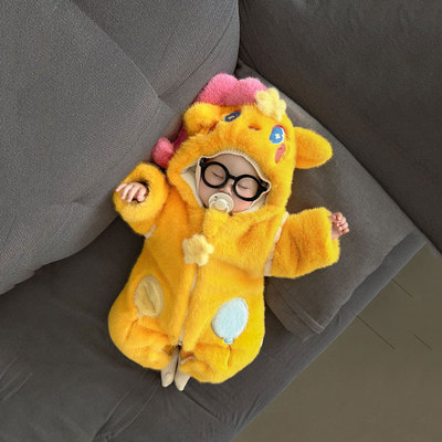 婴儿连体衣冬装加厚毛茸茸外套