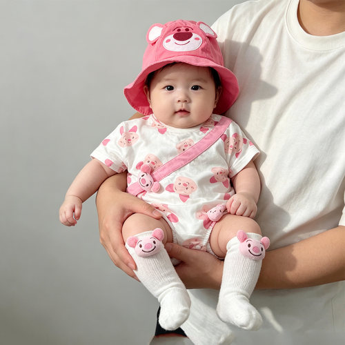 夏季小月龄带帽三角哈衣