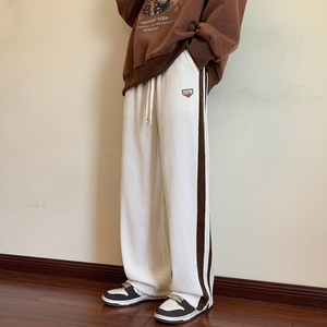 3137/p38雪尼尔灯芯绒长裤子2023秋冬男女港风阔腿裤主推图片