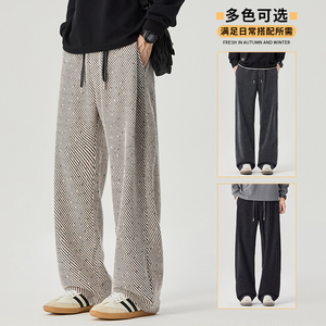 秋季雪尼尔提花休闲卫裤男女肌理感灯芯绒糯米裤H801/p40图片