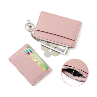 2025新款门禁卡包卡套PU钥匙扣持卡人证件手拿防窥硬币抽卡皮革薄