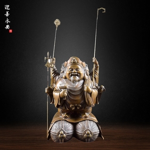 铜像三面大黑天财神造像家居日本唐密财神摆件佛像纯铜像招财摆件