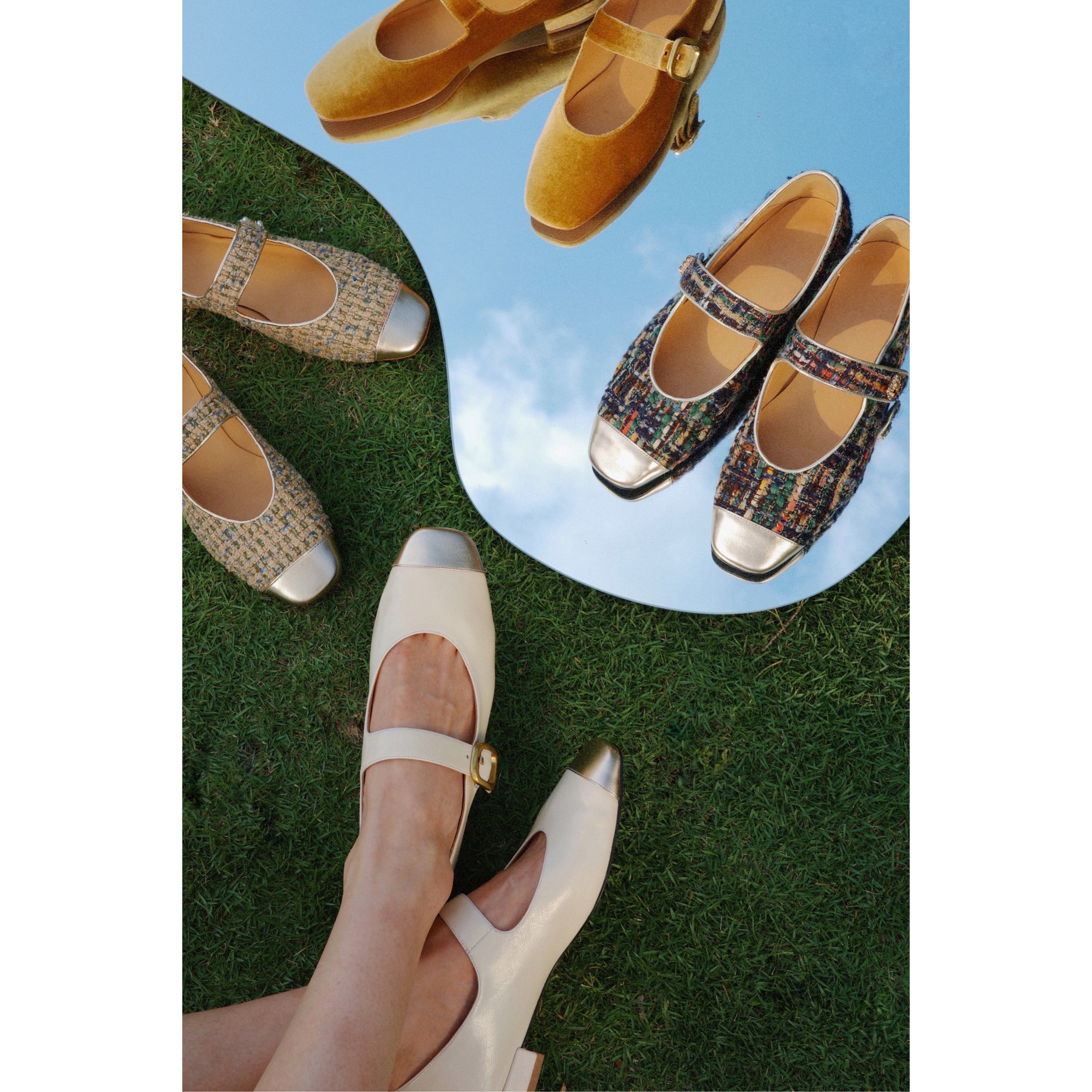 原创毛猫莫奈花园低跟平底鞋