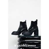 IORE设计师原创 时髦百搭质感显瘦做旧水洗马皮粗跟防水台短靴女