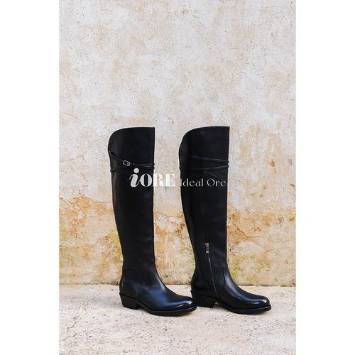 IORE理想矿石法国小牛皮过膝长靴