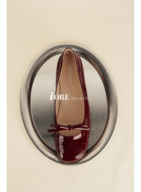 IORE理想矿石设计师原创 俏皮 立体感蝴蝶结低跟红色玛丽珍单鞋子