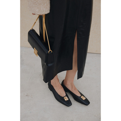 IORE理想矿石皱金扣平底单鞋