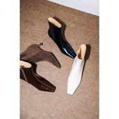 IORE理想矿石设计师原创时髦气质极简牛皮方头小猫跟高跟细跟短靴