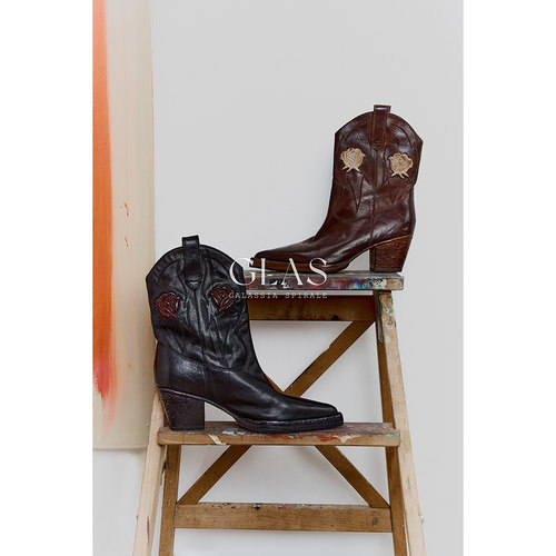 GLAS旷野玫瑰热摔马皮西部短靴