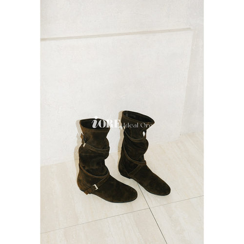 IORE理想矿石柔软褶叠内增高短靴