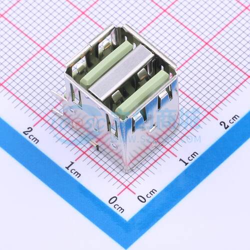 USB连接器 GT-USB-2042-CGG1 插件 双层AF板上；铜壳绿色胶芯；盐