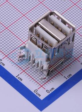 USB连接器 FUS208-FDBW3K 插件 双层8触点白色 Type-A 弯插 原装