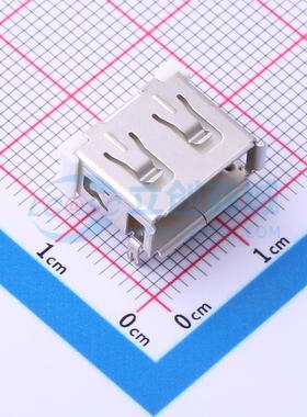 USB连接器 USB-AF-DIP-546-HW-B 插件 USBAF90度插板短体2脚，黄