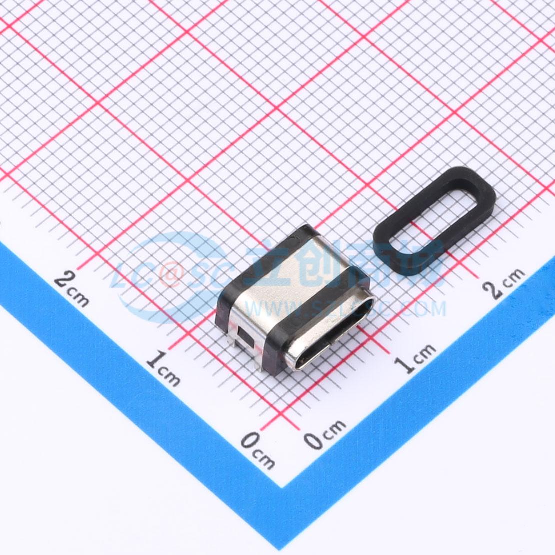 USB连接器 GT-USB-7040C SMD 防水板上6pin Type C母座；CH2.38mm