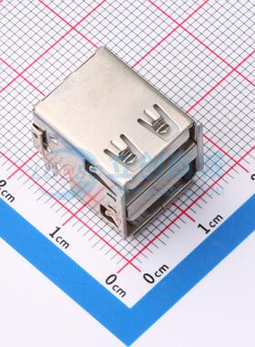 USB连接器 XUDF-0208-07 插件 双层 USB 2.0AF 90度沉板卷边无后