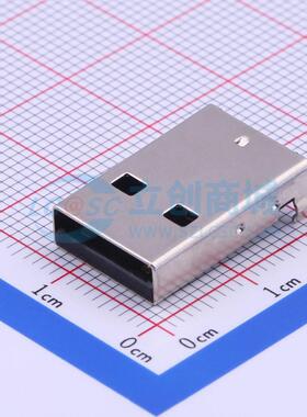 USB连接器 917-181A102ES60200 SMD A/M 贴板铁壳弯脚 黑胶PBT 带