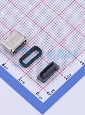 USB连接器 TYPE-C 6PFS LTH6.45 IPX8 SMD IPX8 配黑色胶圈 Type-