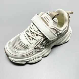 春秋比迪童鞋女孩双网透气超轻底中大童旋转纽扣男女童跑步运动鞋