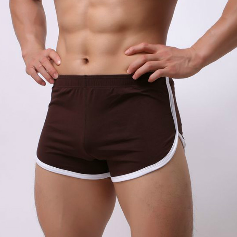 弹力紧身开叉休闲纯棉四角内裤男