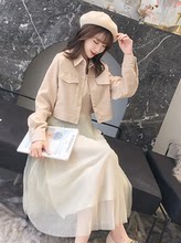 女少女2019春装法式新款茶歇吊带裙1