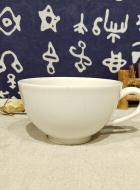 静物朽木 水杯 手工陶瓷杯子 瑕疵品捡漏 白色随手简约有把手家用