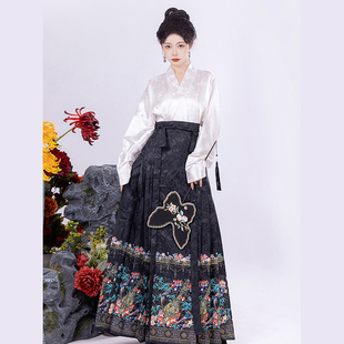 墨染幽阙原创丝竹和鸣明制汉服女马面裙飞机袖套装新中式日常通勤