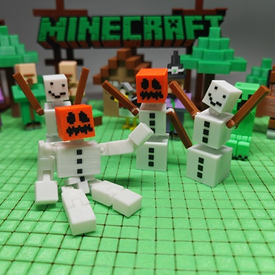 Minecraft我的世界南瓜头雪傀儡雪人3D打印游戏手办桌面摆件礼物