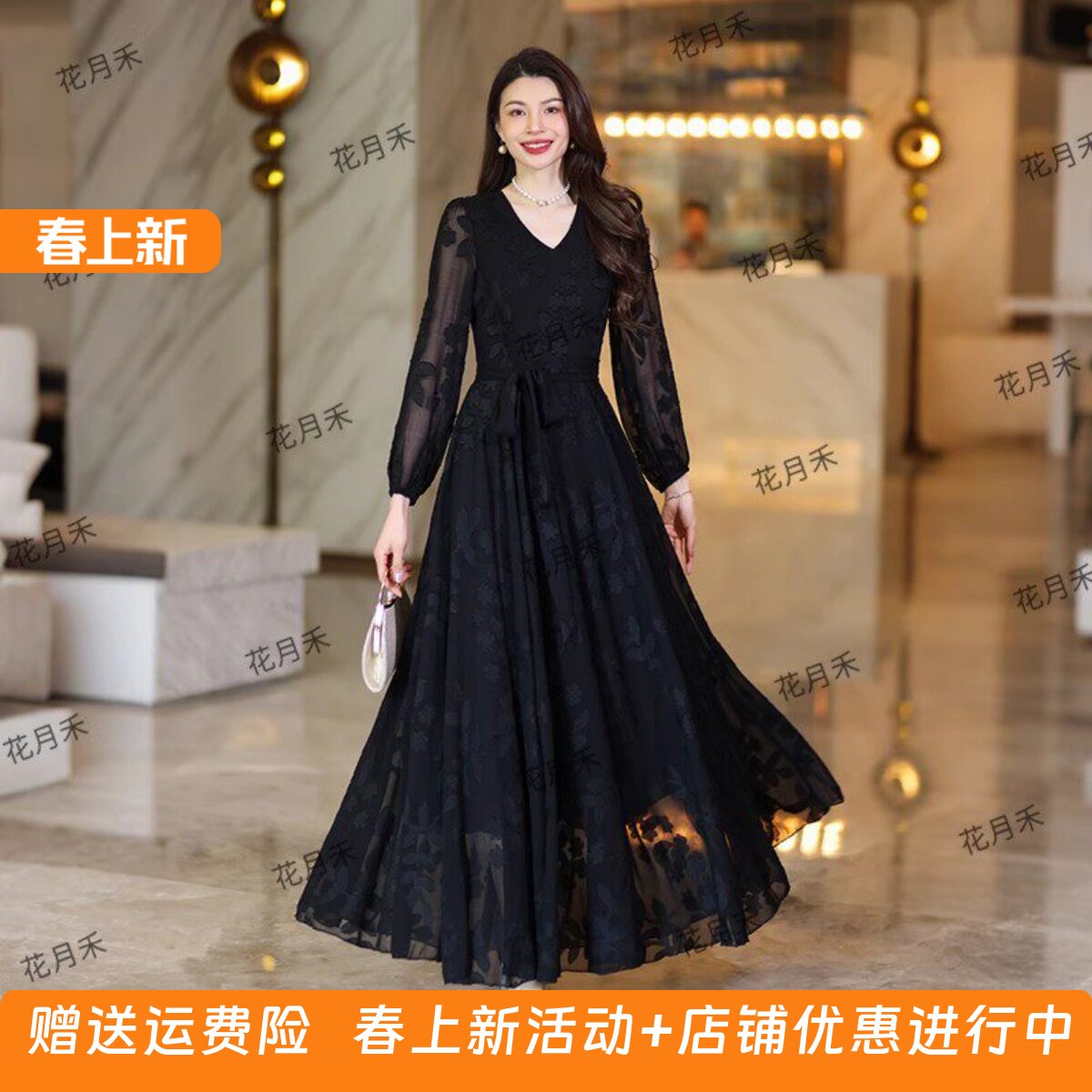 2026年新款春夏大摆连衣裙收腰显瘦旅游度假长裙雪纺裙沙滩裙子