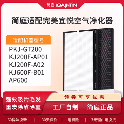 适配完美宜悦空气净化器过滤网二代覆合滤芯KJ600F-B01/PKJ-GT200