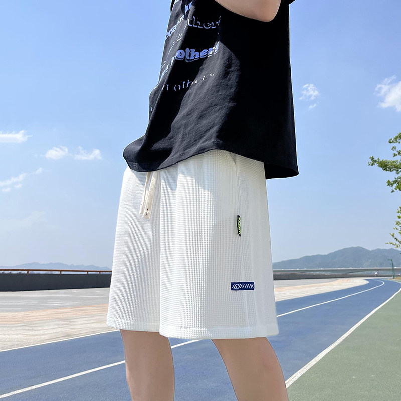 夏季新款华夫格短裤情侣港风休闲五分裤男 高品质310B-2 P35图片