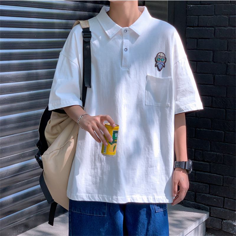 310B-2高点击夏装 龙珠印花 港风短袖翻领T恤男五分袖Polo衫 P33图片