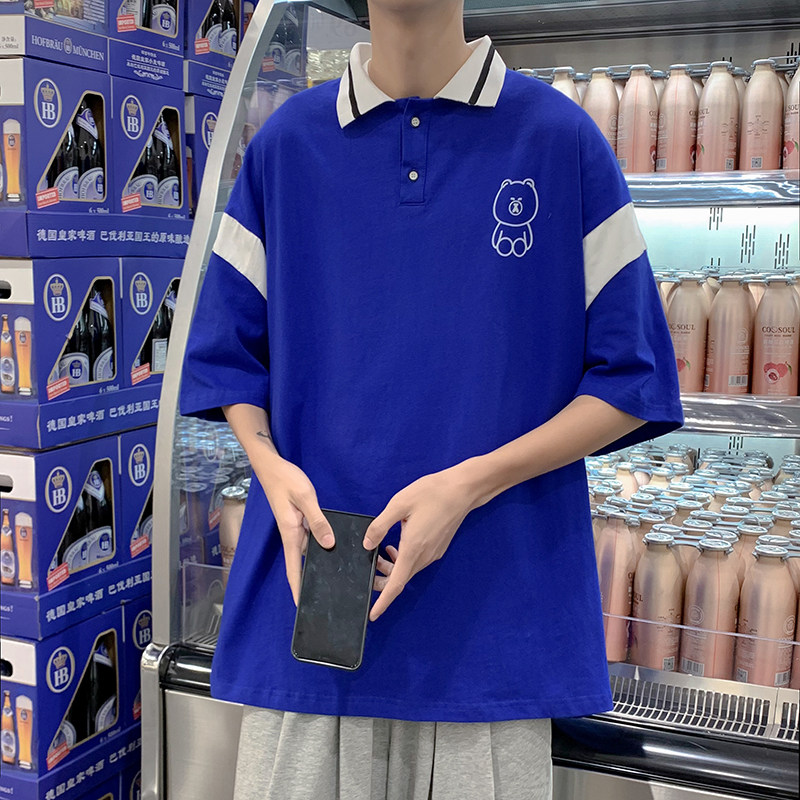 2024夏款休闲个性POLO衫宽松短袖T恤男女体恤港风上衣T10P38,男装Polo衫,电商A113-2
