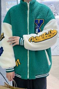 外套男羊羔毛上衣立领刺绣棉服310B-2-C01-P125控价158图片