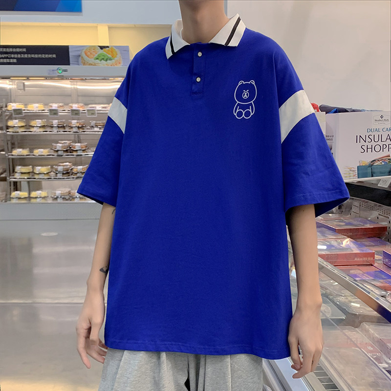 新款夏款休闲个性POLO衫宽松短袖T恤男女体恤港风上衣T10P38,男装Polo衫,电商A113-2