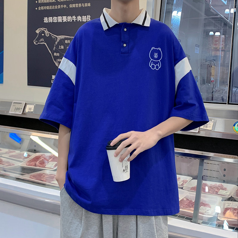 310B-2夏款休闲个性POLO衫宽松短袖T恤男女体恤港风上衣T10P38,男装Polo衫,电商A113-2
