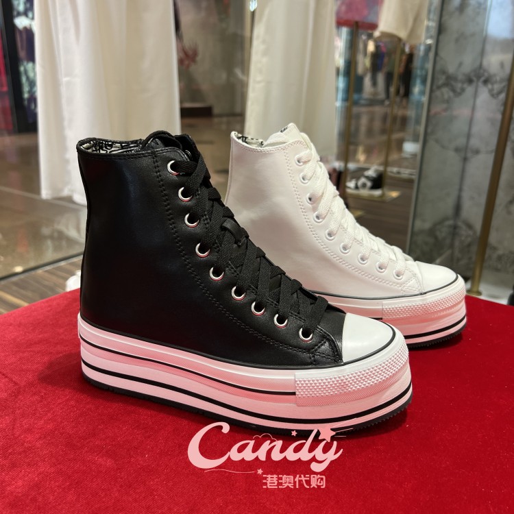 香港代购正品IIJIN艾今超轻纯色素面内增高11CM厚底休闲高帮鞋女