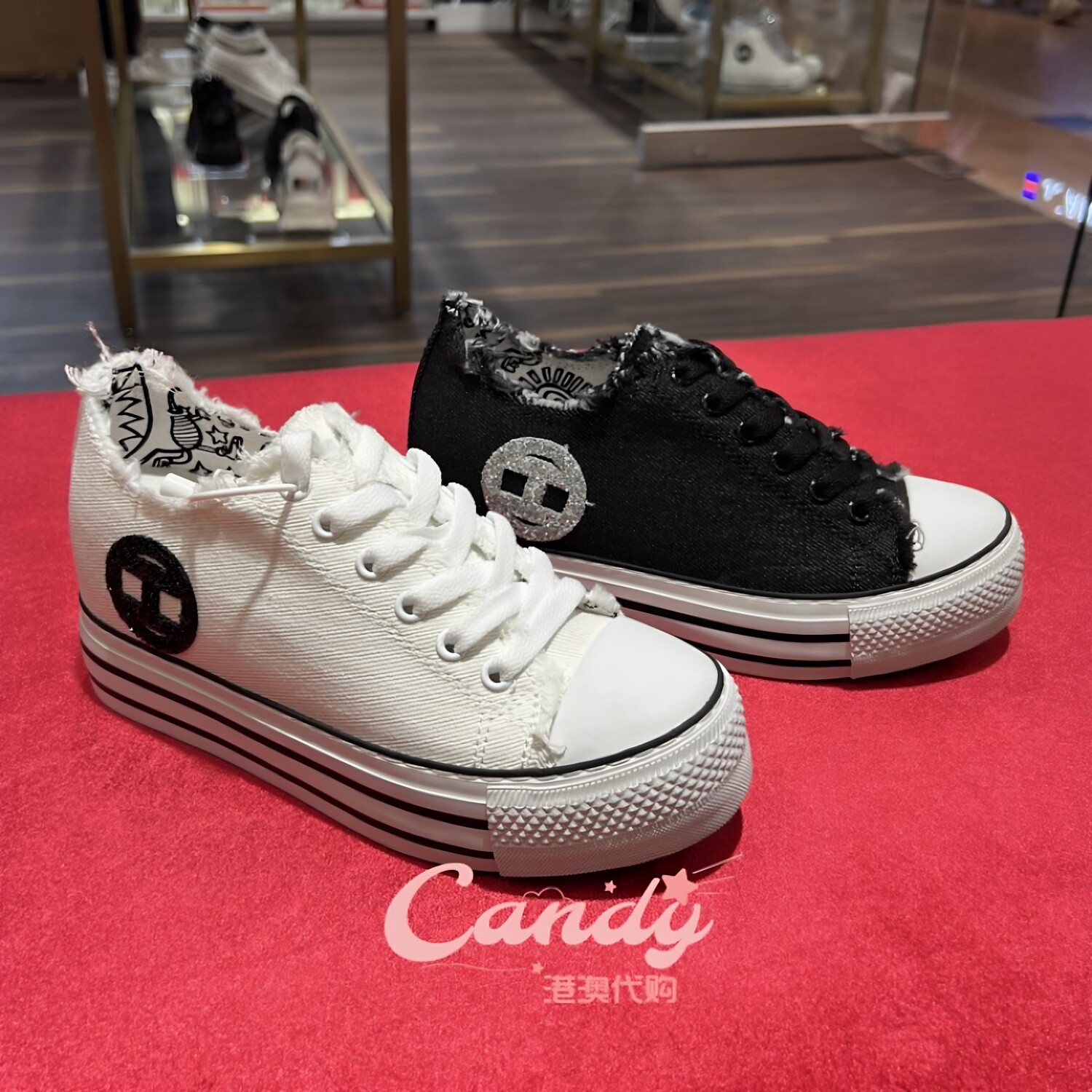艾今正品帆布内增高7cm低帮板鞋图片