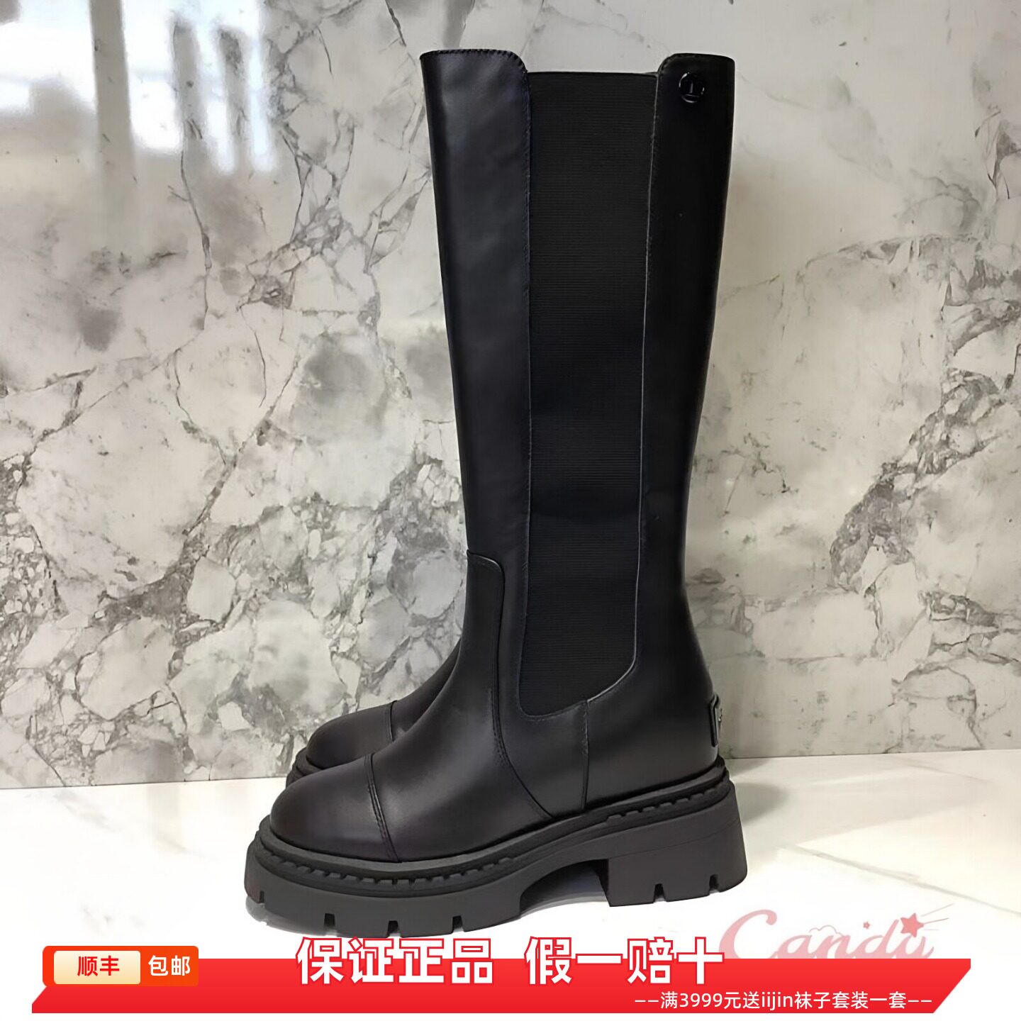 香港代购iijin艾今正品真皮内增高9.5cm厚底切尔西马丁靴骑士长靴