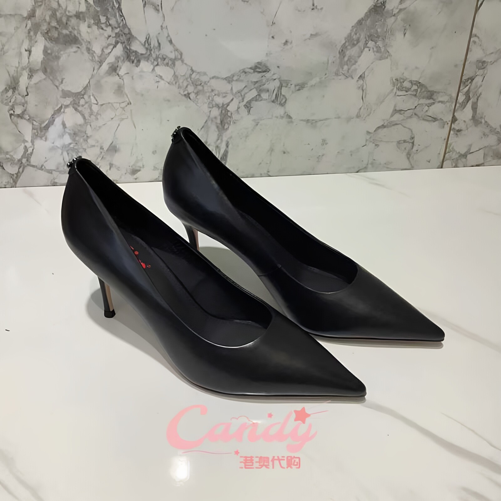 香港代购iijin艾今正品时尚真皮尖头浅口7cm细高跟鞋女士通勤单鞋
