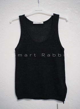 Smart rabbit阔型显瘦美利奴羊毛深灰色排汗无袖针织背心春夏女