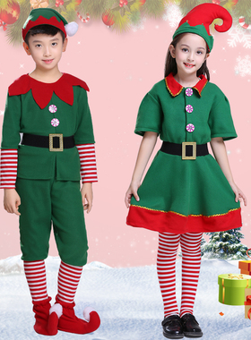 圣诞节儿童服装男女童Cosplay表演出服小精灵小飞侠彼得潘套装