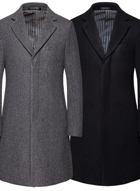 2019秋冬新款中长款大衣大码暗门禁呢子大衣外套1812-YF603-P105